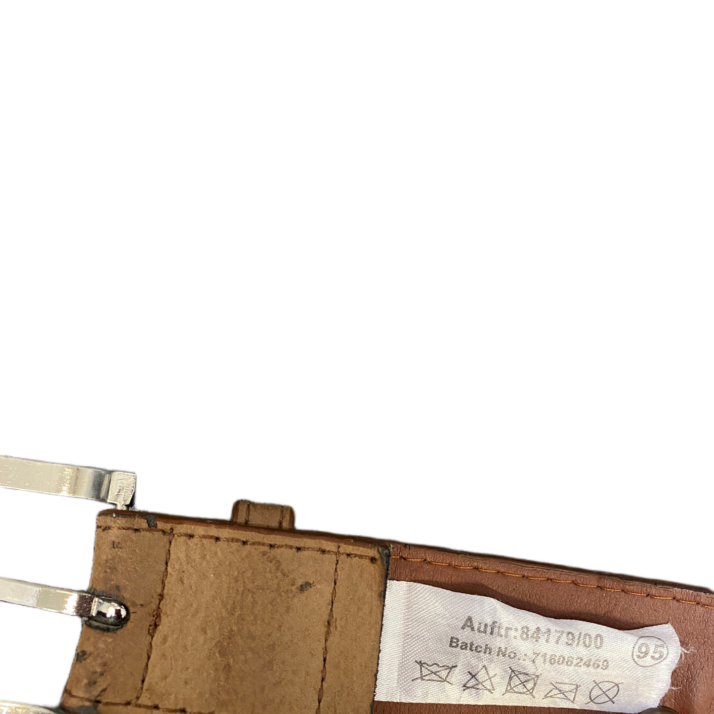 Mens Casual Waist Belt Brown Leather Adjustable Silver Pin Buckle Size 43 inches