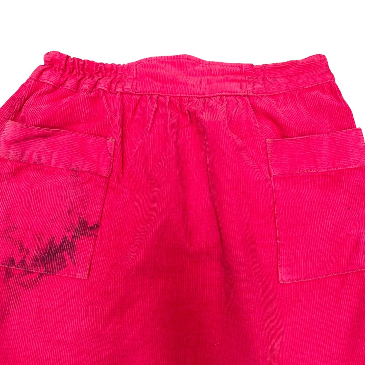 Corduroy Mini Skirt Womens Medium Pink Detailed Pockets Elastic Waist Pull On