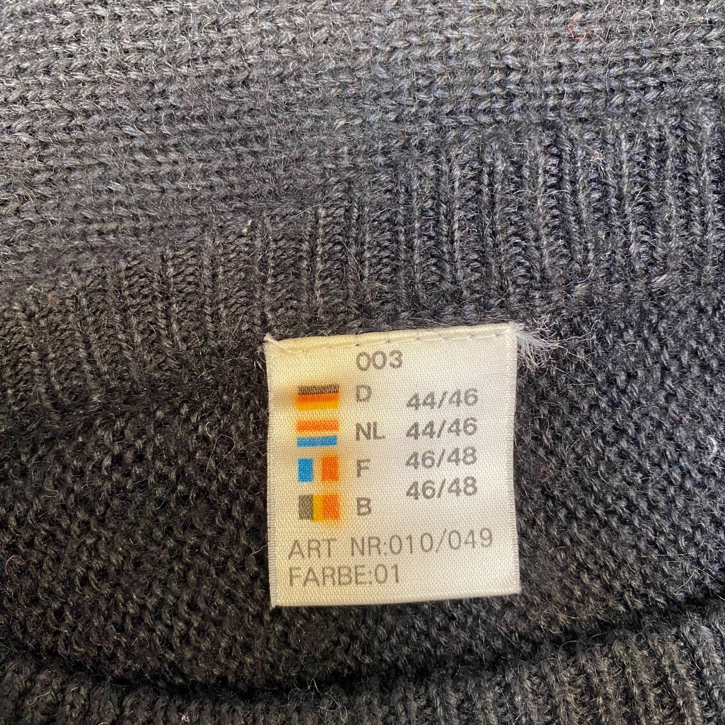 Jumper Womens Large Black White Knit Floral Crew Neck Ribbed Cuff & Hem Pullover