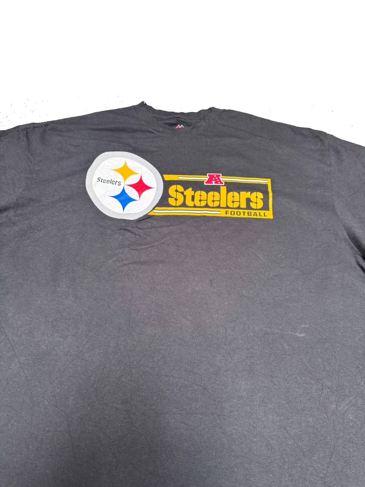 Pittsburgh Steelers Majestic Football T-Shirt Mens 2XL Black Graphic Print Tee