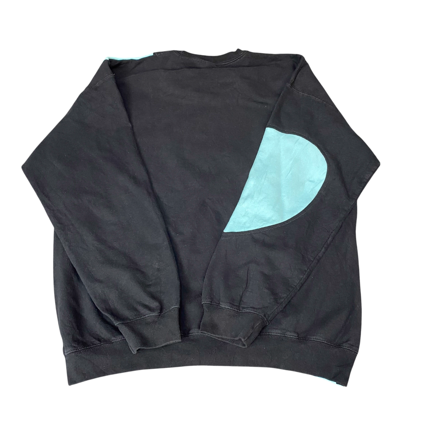 Nike Reworked Sweatshirt Mens L Black Blue Embroidered Spellout Logo Vintage Y2K