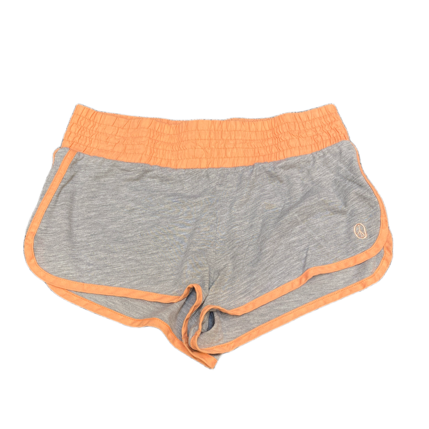 Running Sprinter Shorts Womens M 29" Waist Grey Orange Gym Workout Dolphin Hem