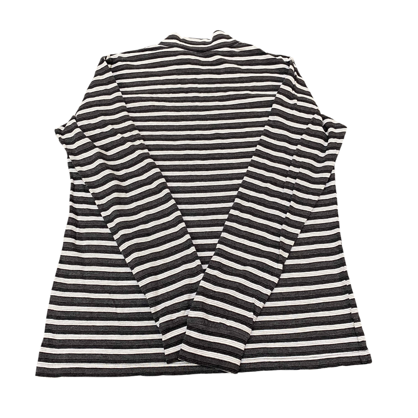 Uniqolo Jumper Womens L Grey White Striped Knit Long Sleeve Mock Neck Pullover