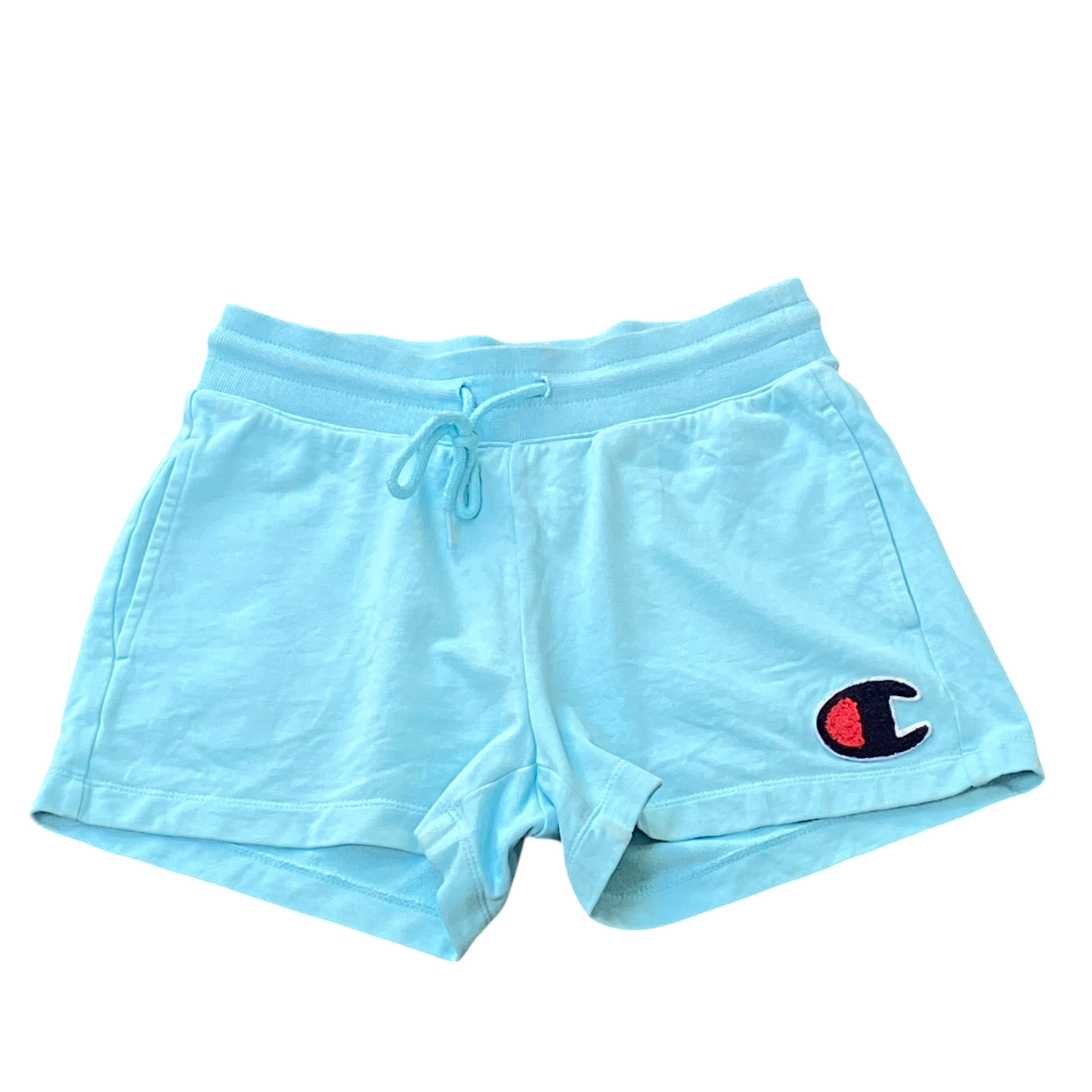 Champion Sprinter Shorts Womens Small Blue Logo Stretch Comfort Elastic Waist