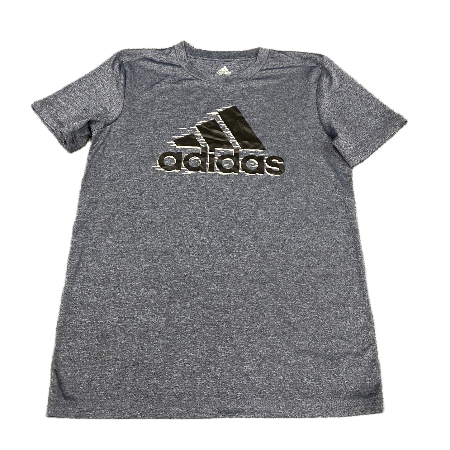 Adidas T-Shirt Womens L Grey Graphic Logo Short Sleeve Crew Neck Pullover Tee
