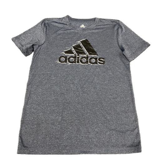 Adidas T-Shirt Womens L Grey Graphic Logo Short Sleeve Crew Neck Pullover Tee