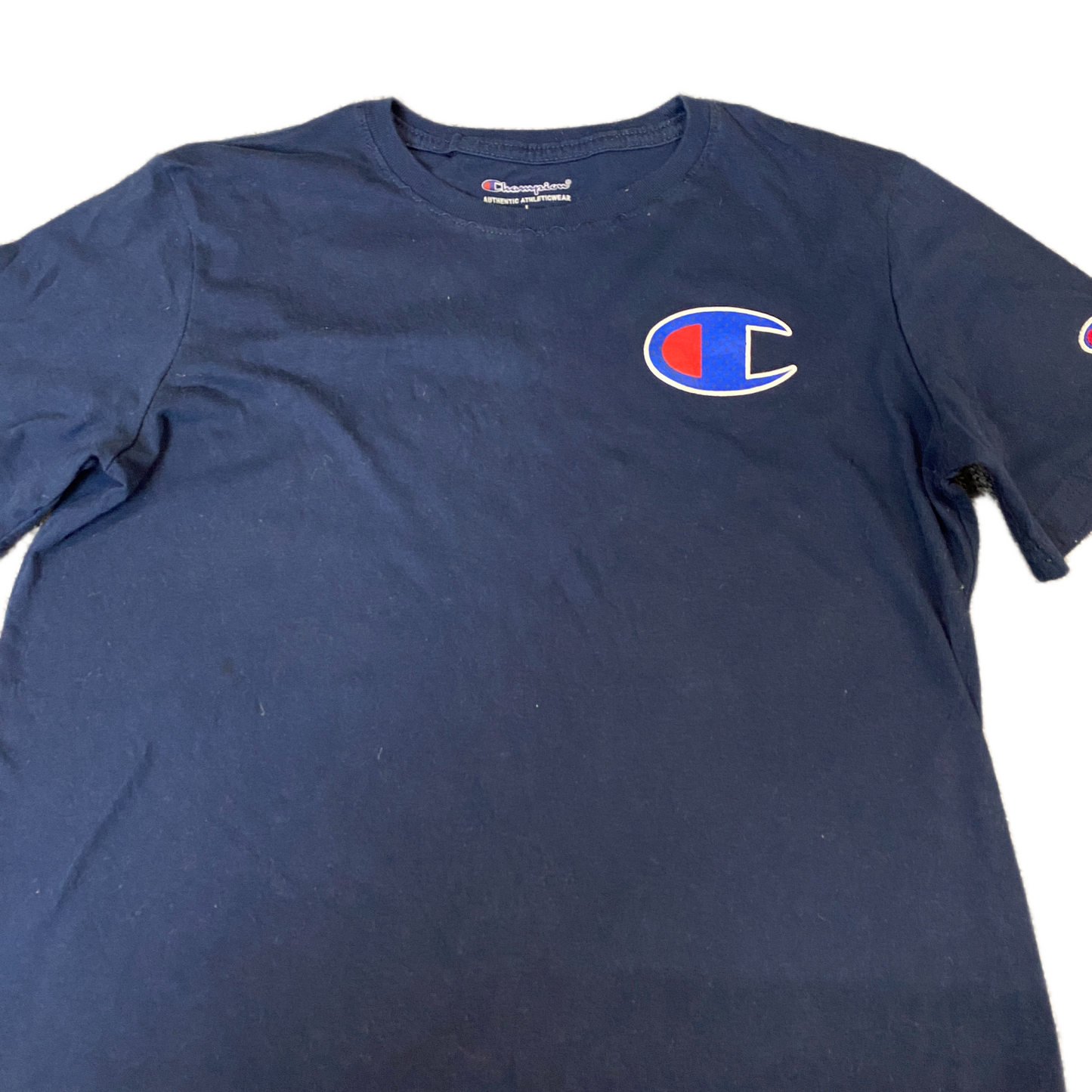 Champion T-Shirt Boys XS Navy Graphic Logo Short Sleeve Crew Neck Pullover Tee