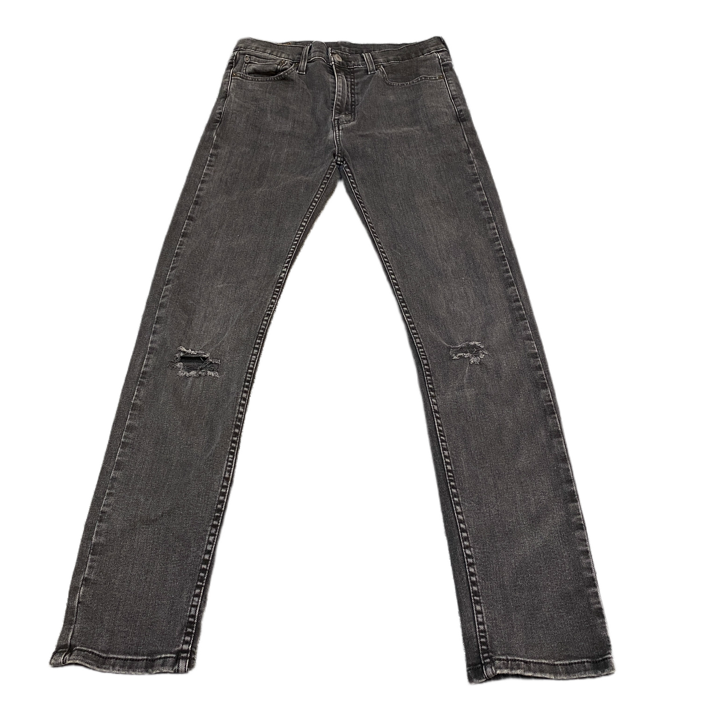 Levi's Jeans Fits as Mens 32" Waist Black Denim Distressed 5-Pockets Red Tab