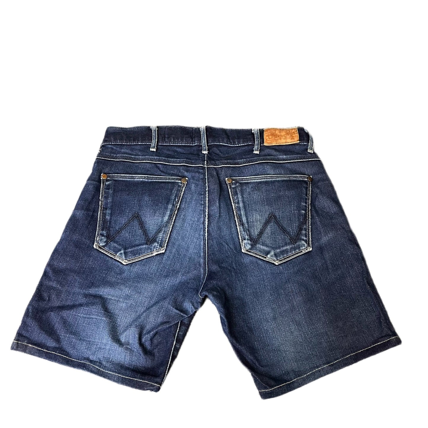 Wrangler Larston Denim Shorts Fits as Mens M 31" Waist Blue Dark Wash 5-Pocket
