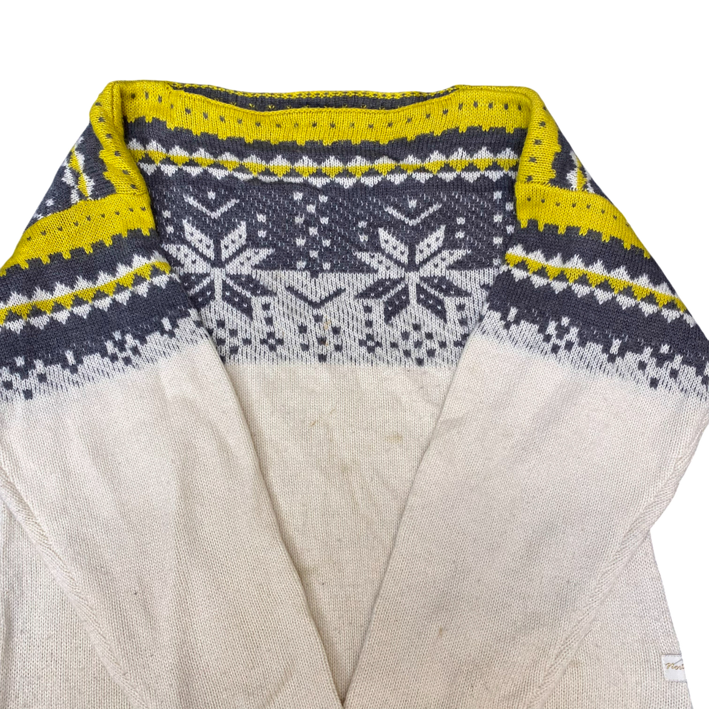 Northern Truck Jumper Womens Medium White Yellow Fair Isle Warm Winter Pullover