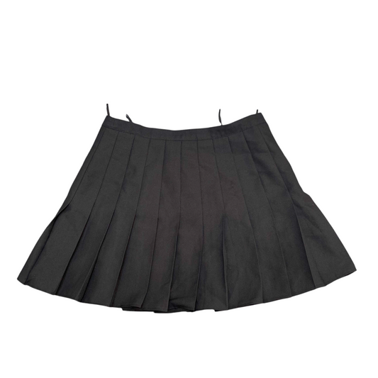 A-Line Mini Skirt Womens L Black Lined Pleated Comfort Waist Side Zip Outdoor