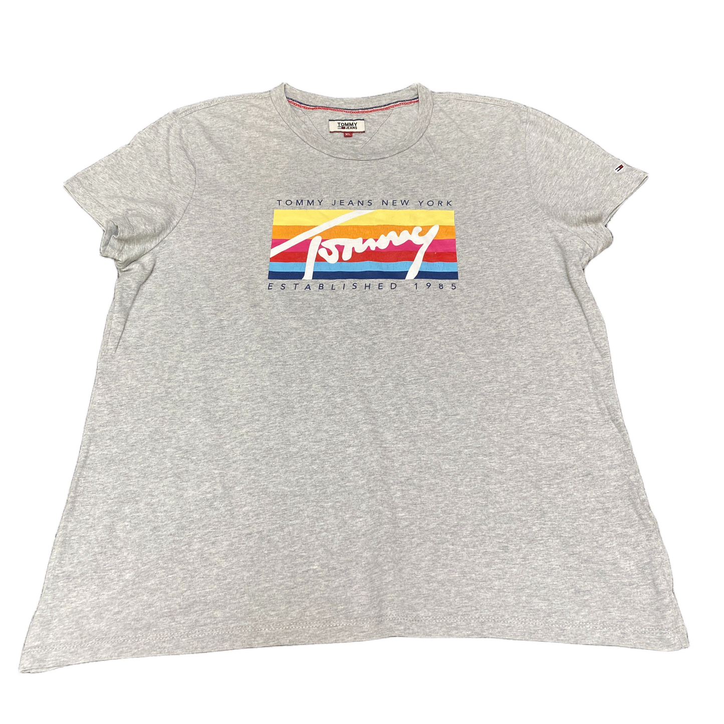 Tommy Hilfiger T-Shirt Womens XL Grey Heather Regular Fit Graphic Print Pullover