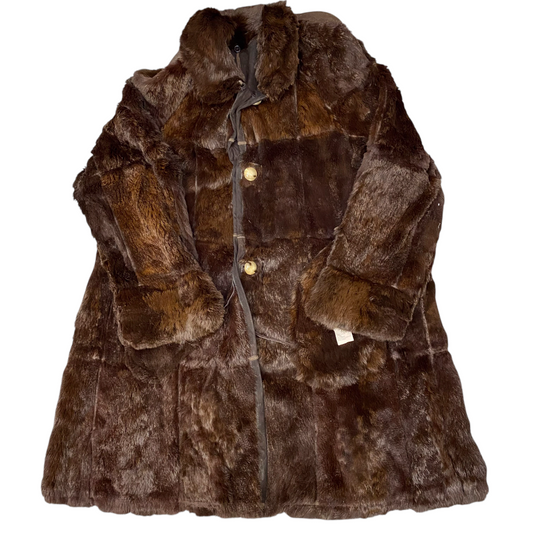 Lapin Real Leather Coat Womens XL Brown Lined Soft Cozy Warm Winter Button Front