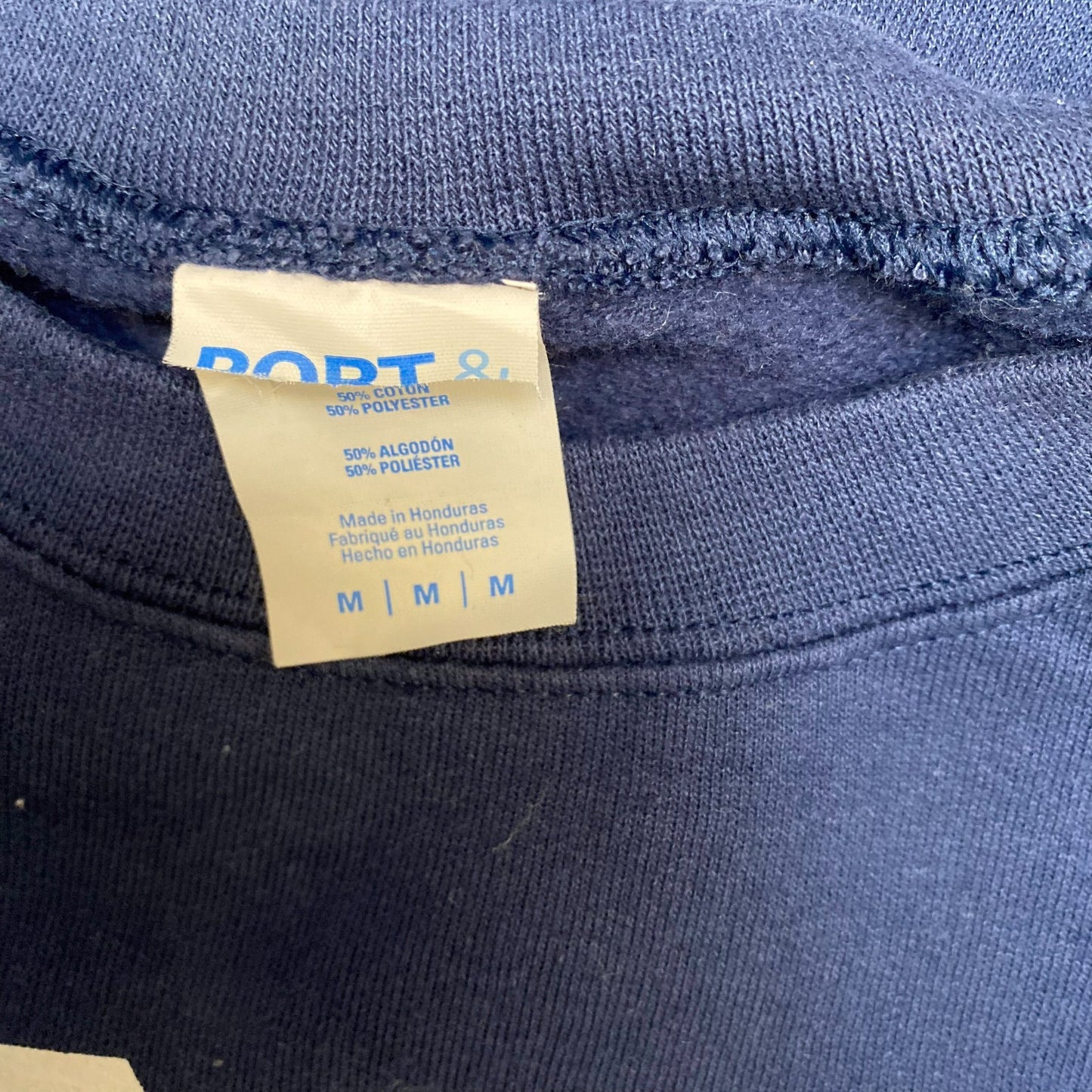 Port & Company Sweatshirt Mens Medium Blue Soko Glam Graphic Crew Neck Pullover