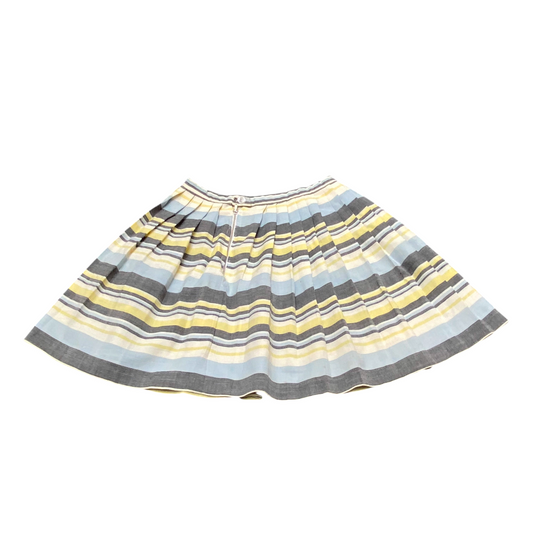 Kammgarn Mini A Line Skirt Womens M Gray Blue Striped Pleated Elastic Waist