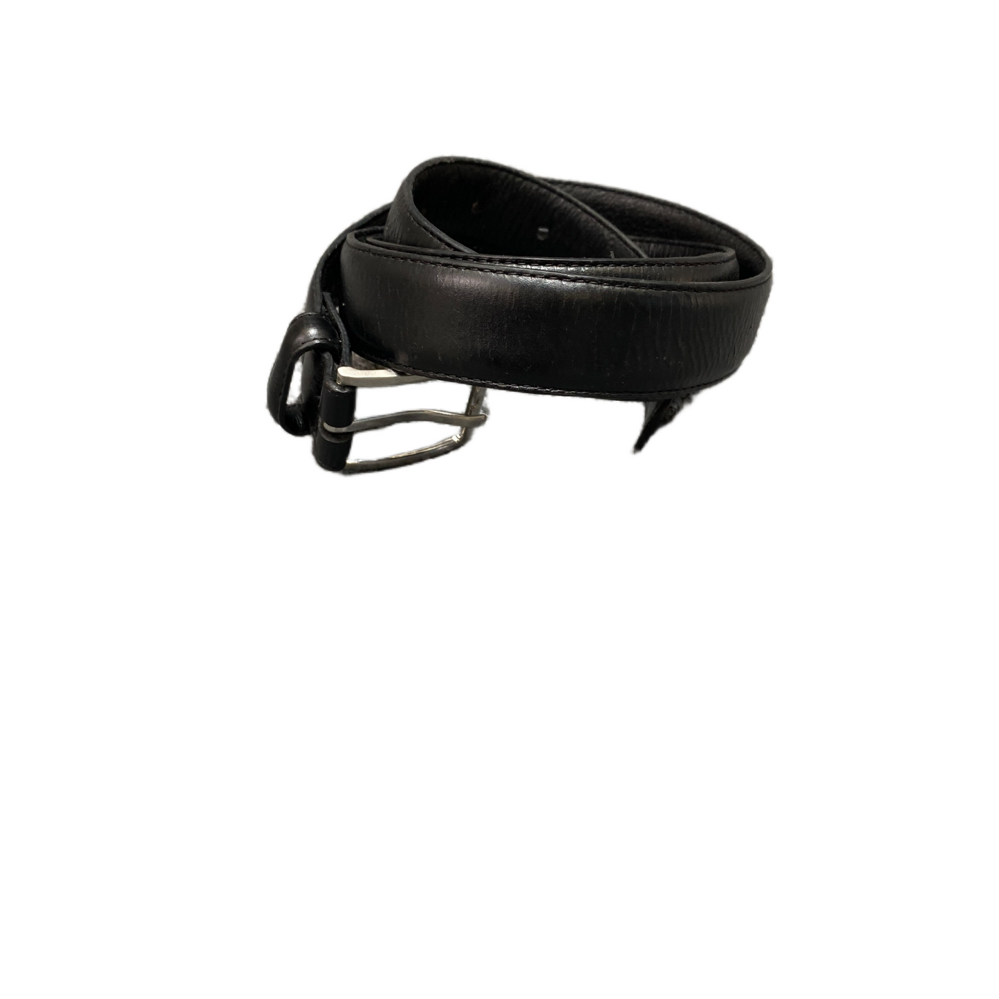 Waist Belt Mens Black Leather Adjustable Classic Silver Pin Buckle 47.5 Inches