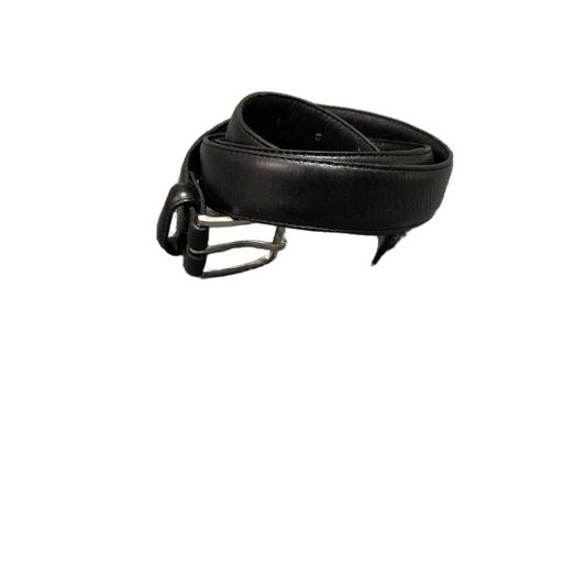 Waist Belt Mens Black Leather Adjustable Classic Silver Pin Buckle 47.5 Inches