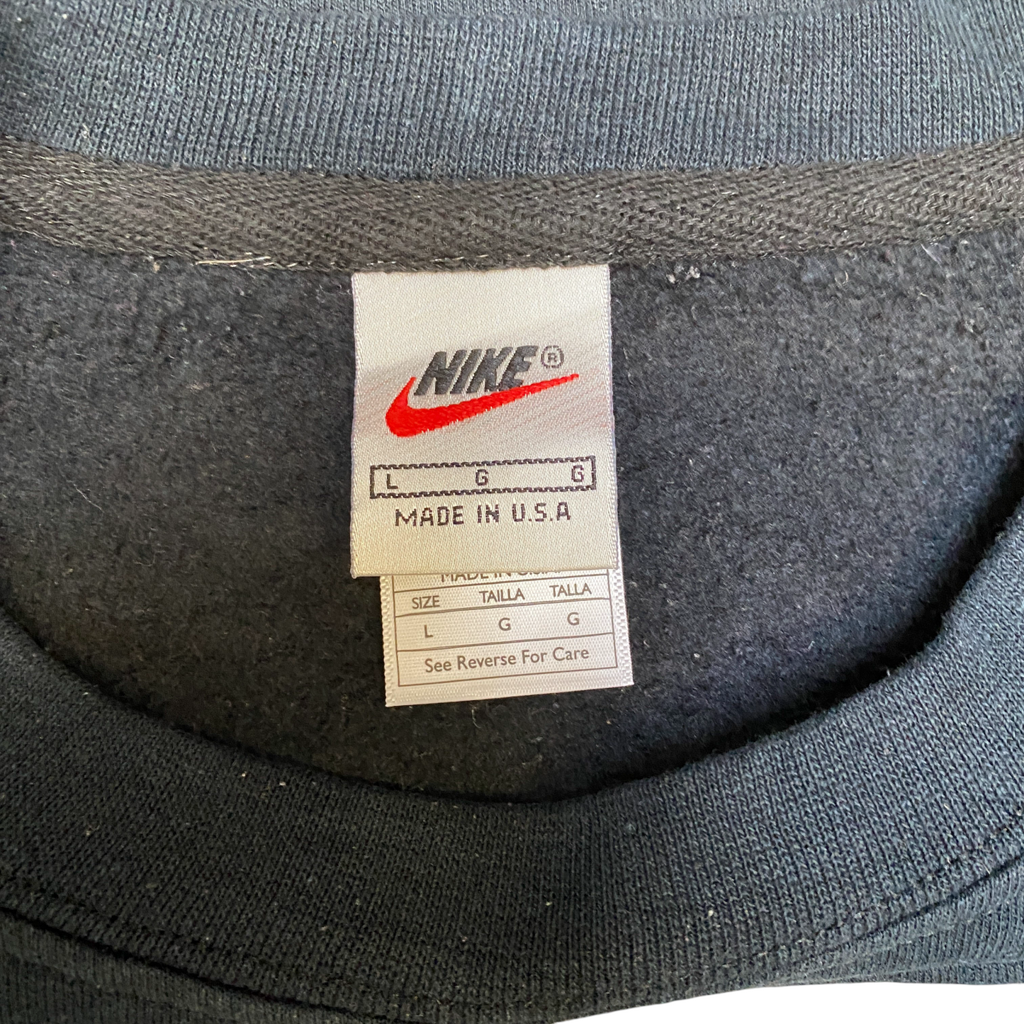 Nike Reworked Sweatshirt Mens L Pink Black Embroidered Spellout Logo Vintage Y2K