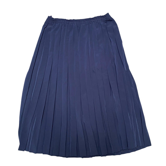 Gevana A Line Midi Skirt Womens XL Blue Lined Chiffon Full Pleated Elastic Waist