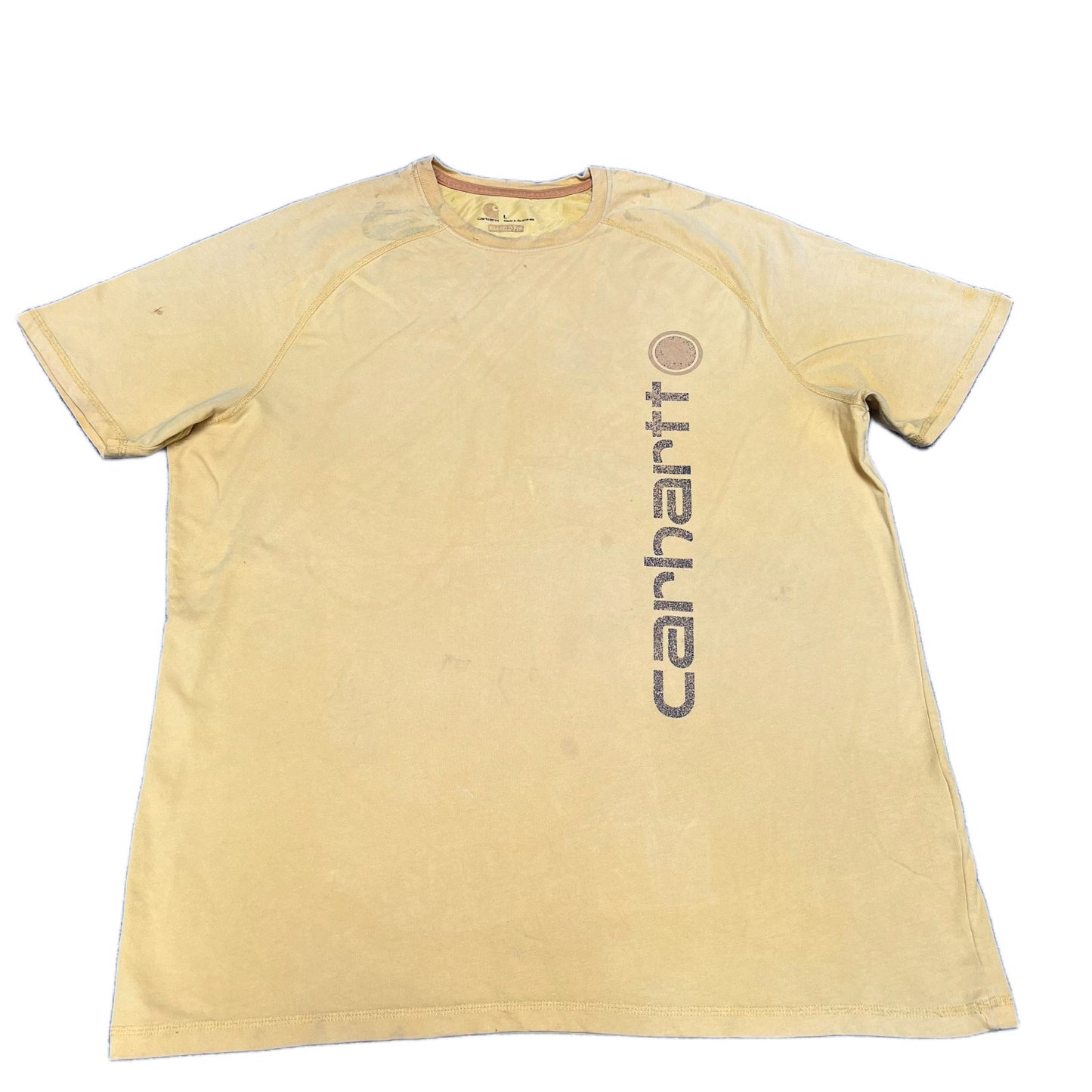 Carhartt T-Shirt Mens Large Yellow Graphic Logo Relaxed Fit Short Sleeve Tee