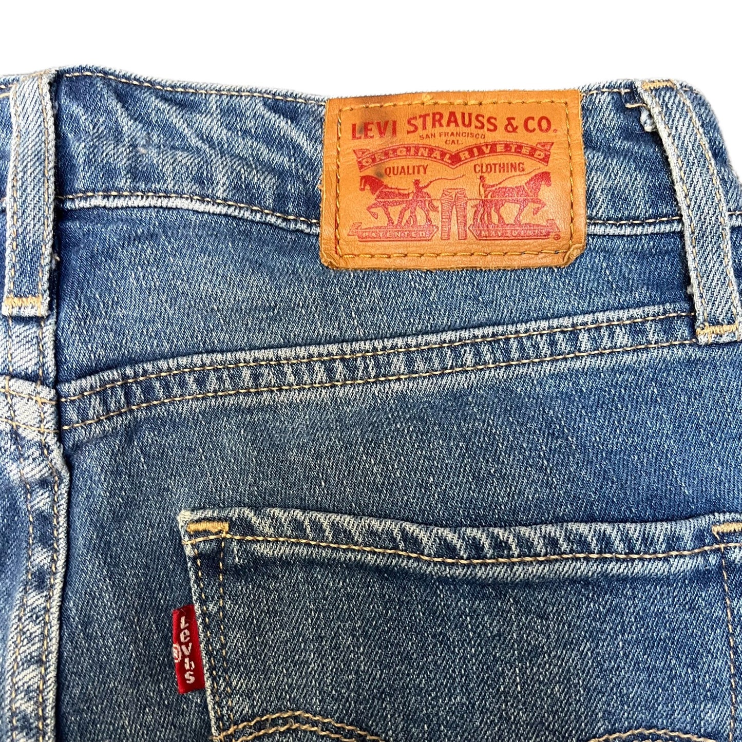 Levis 721 Skinny Jean Shorts Fits as Womens S 25" Waist Blue Denim High Rise
