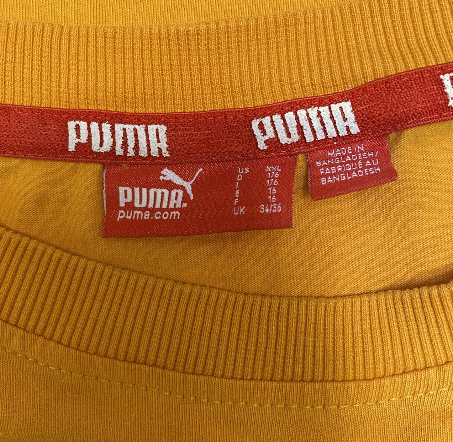 PUMA T-Shirt Women Medium Yellow Regular Fit Short Sleeve Crew Neck Pullover Tee