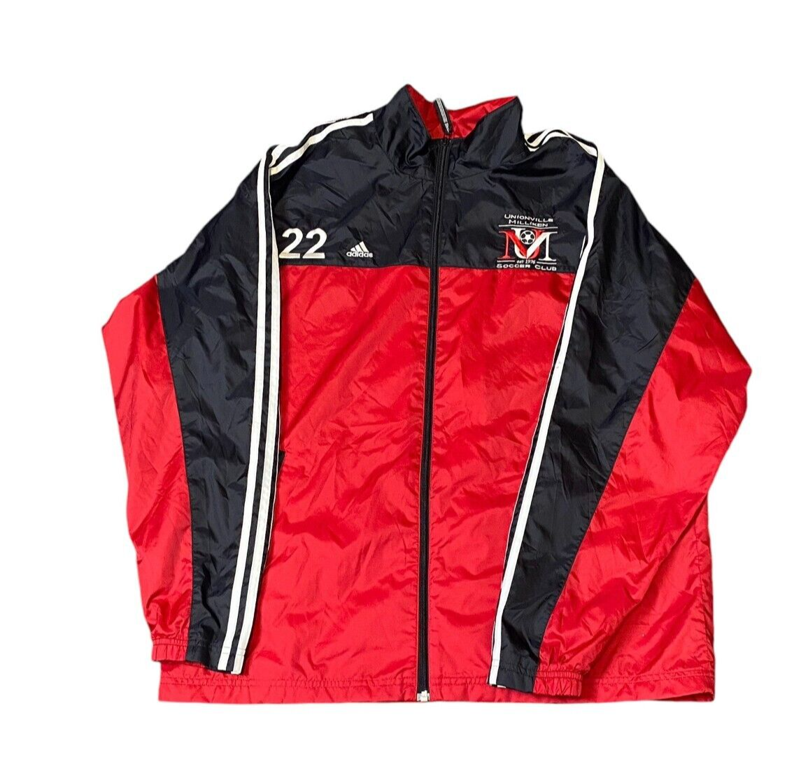 Adidas Unionville Milliken Soccer Club Track Jacket Men's L Red & Black Full Zip