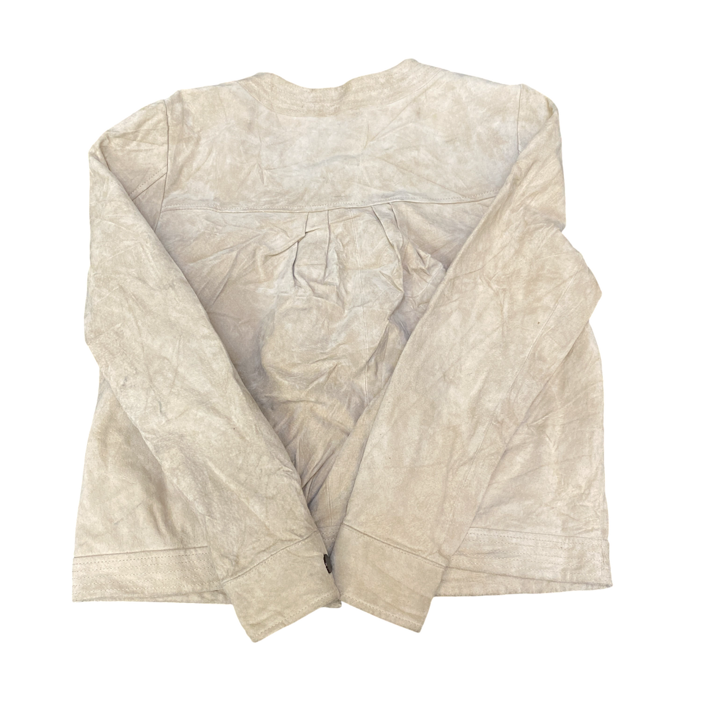Acuta Suede Leather Blazer Jacket Womens Medium Beige Lined Long Sleeve Full Zip