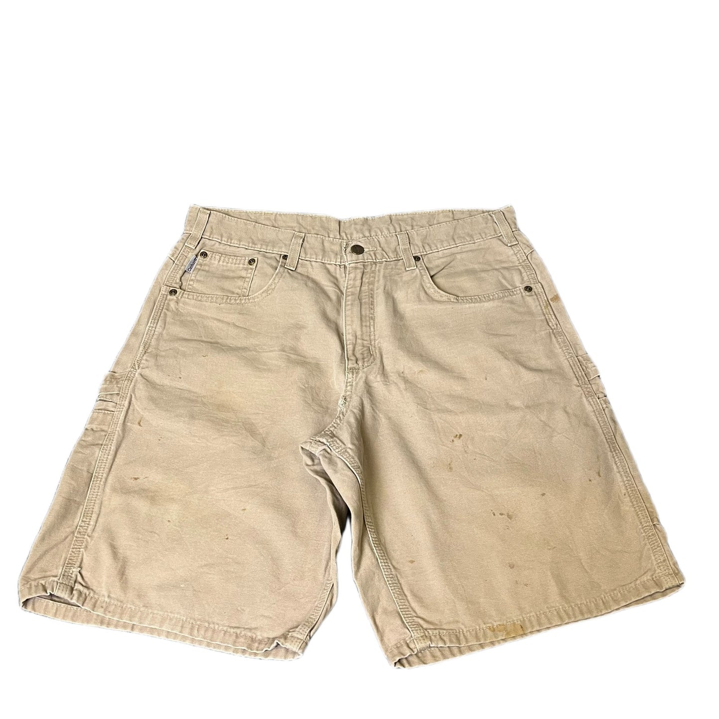 Carhartt Carpenter Shorts Fits as Mens L 34" Waist Beige Canvas Utility Workwear