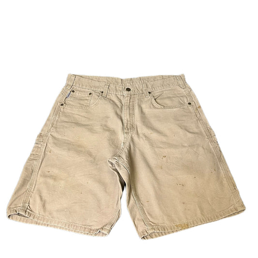 Carhartt Carpenter Shorts Fits as Mens L 34" Waist Beige Canvas Utility Workwear