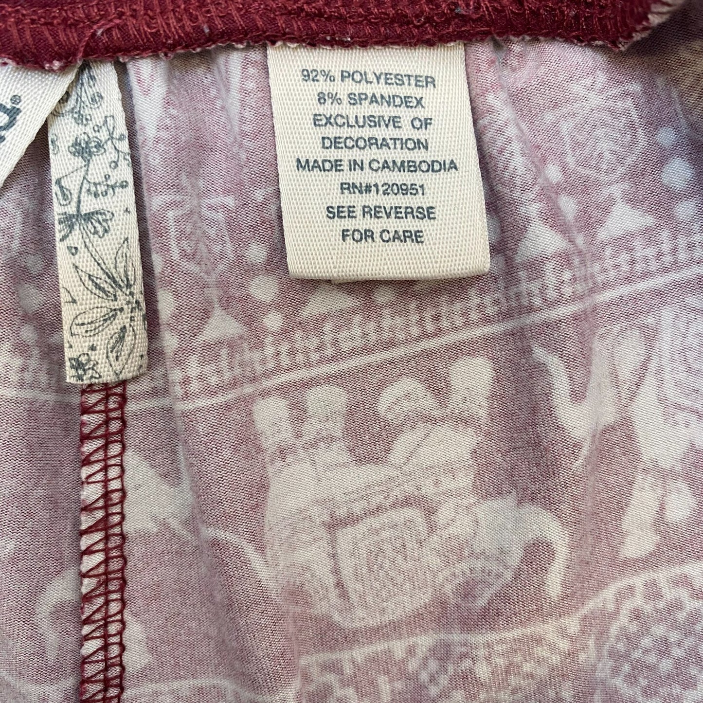 Peached Soft Shorts Womens XS Red Fair Isle Stretch Drawstring Elastic Waist