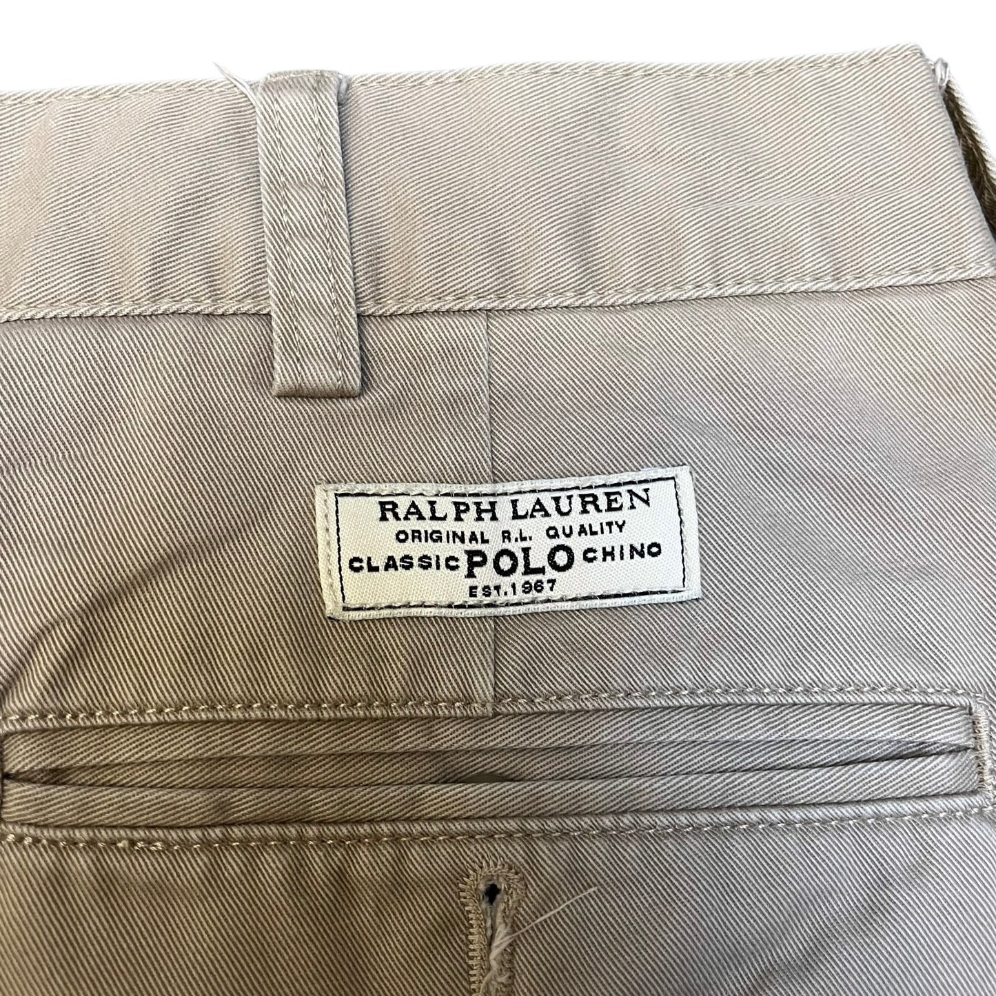 Vtg Polo Ralph Lauren Tyler Chino Shorts Fits as Mens L 34" Waist Beige Pleated
