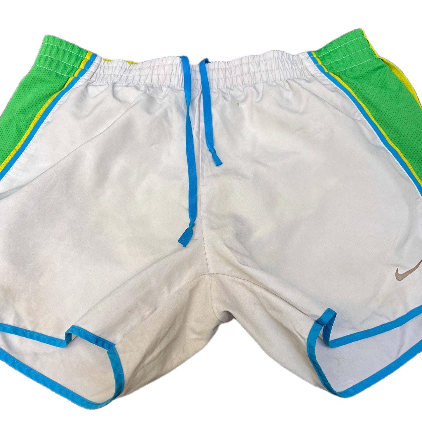 Nike Dri-FIT Running Sprinter Shorts Womens S 28" Waist White Green Mesh Panels