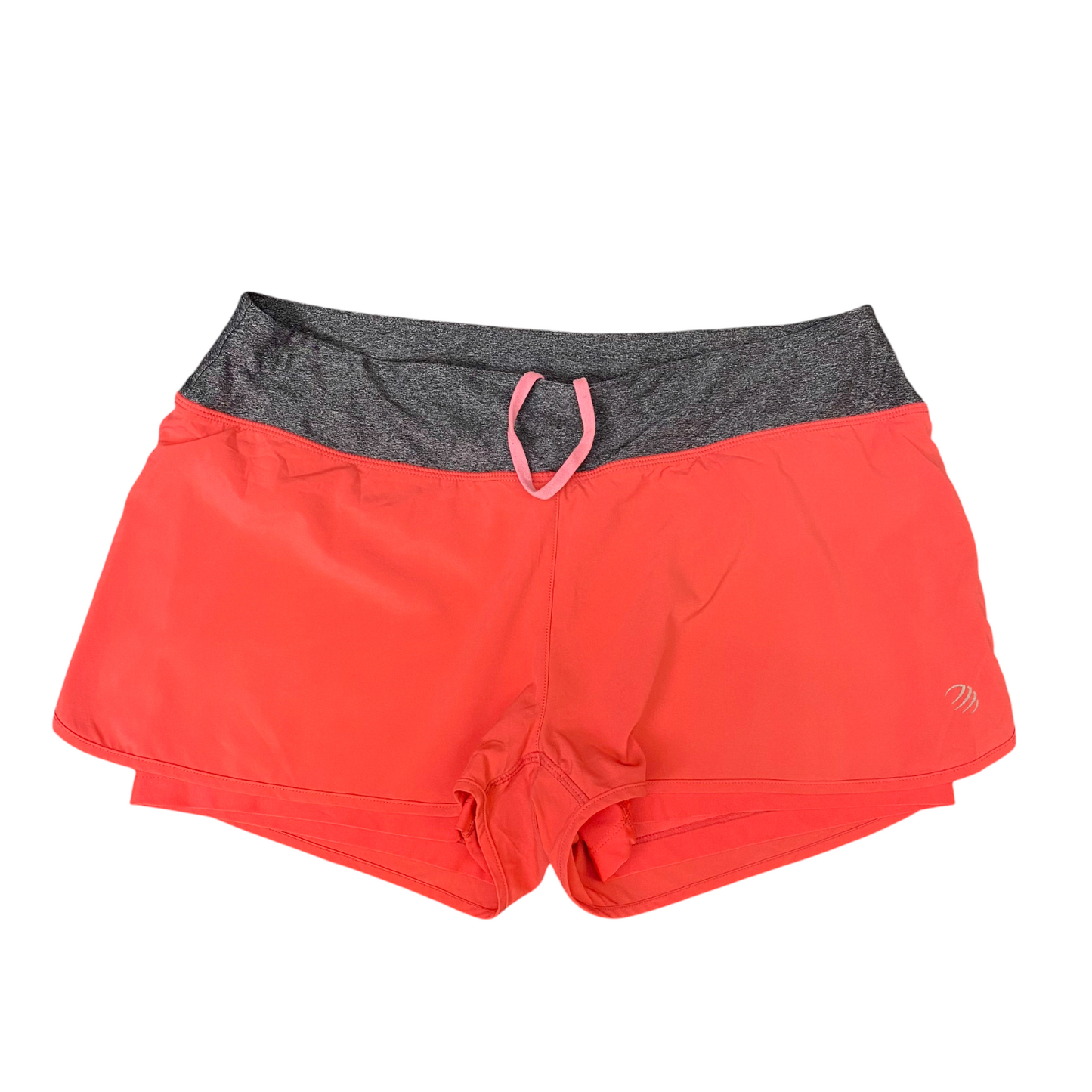 Time Trial Run Shorts Womens L Coral Grey Athletic Breathable Drawstring Waist