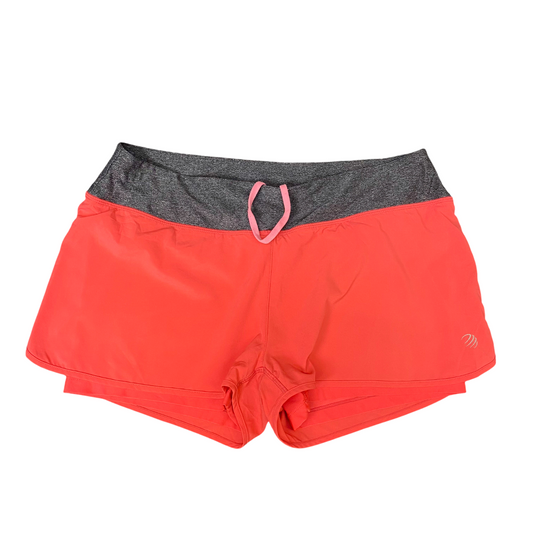 Time Trial Run Shorts Womens L Coral Grey Athletic Breathable Drawstring Waist