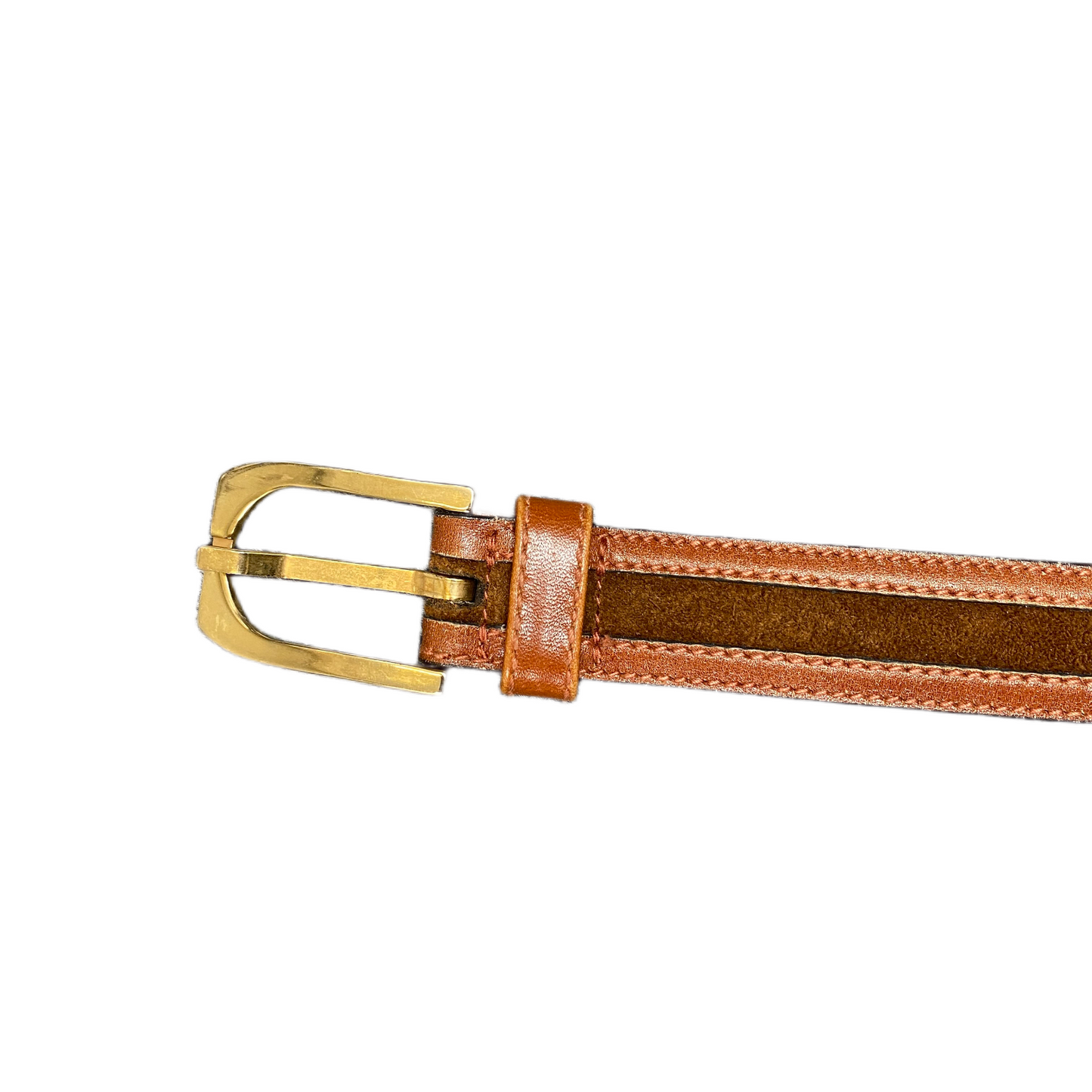 FAIDA Waist Belt Men Brown Leather Adjustable Gold Tone Pin Buckle 38 inches
