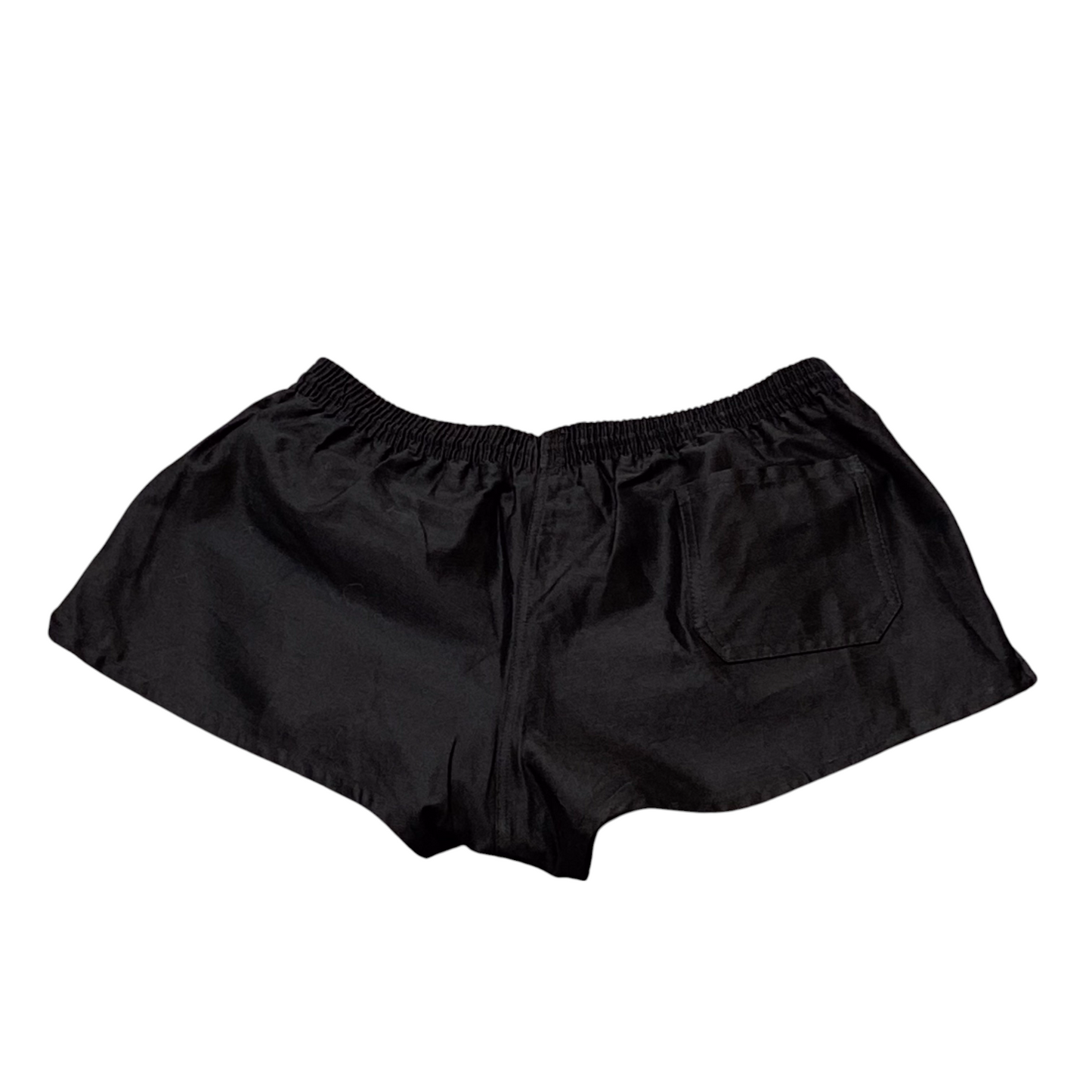 Womens Sprinter Shorts 28W Black Solid Dark Wash Elastic Waist Pocket Athletic