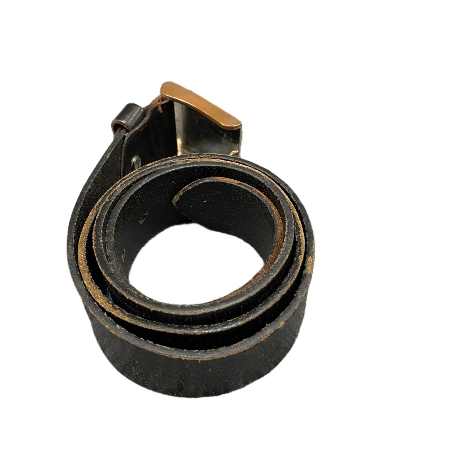 Tom Tailor Waist Belt Men Black Leather Adjustable Silver Pin Buckle 44.5 Inches