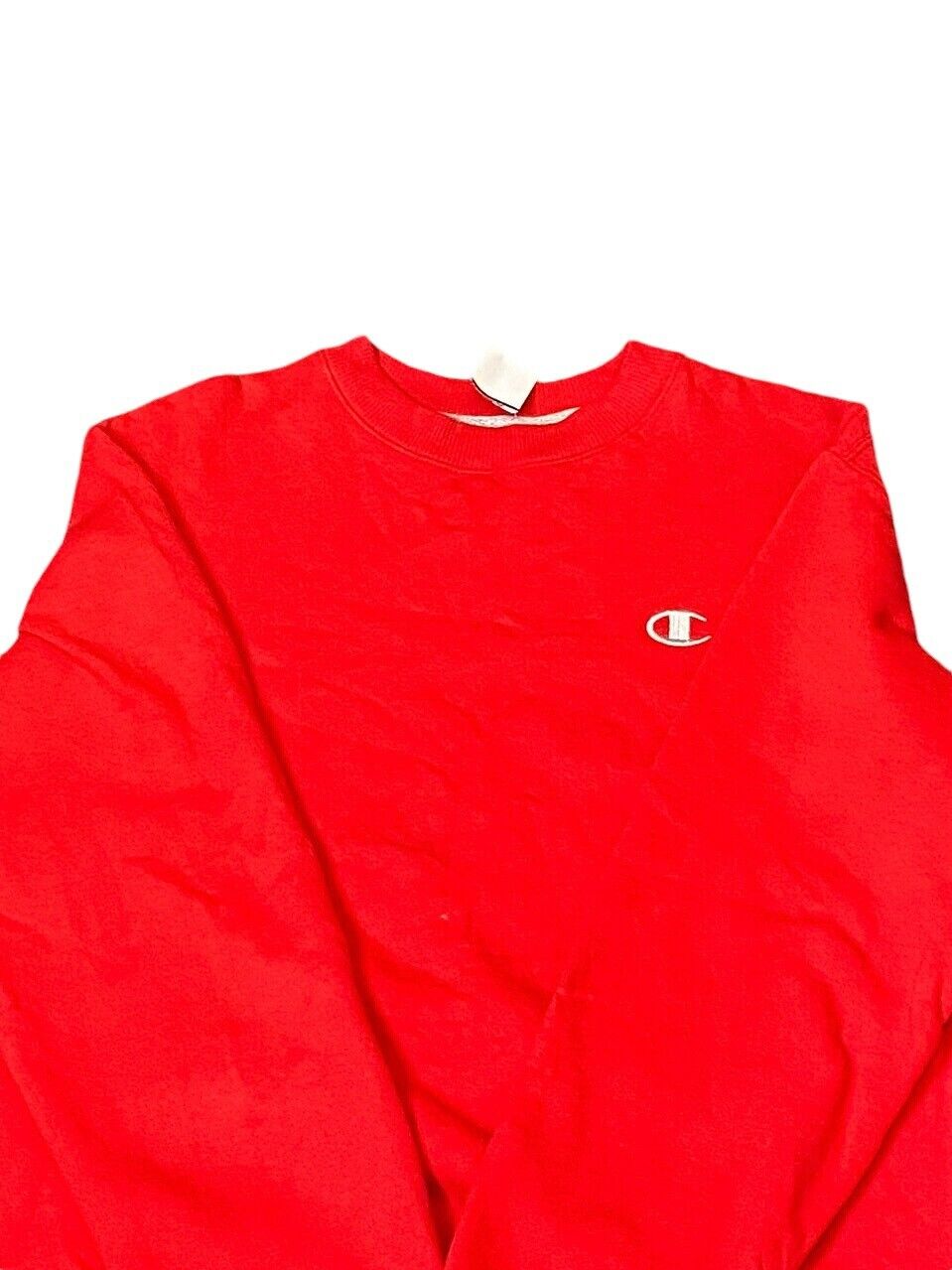 Champion Sweatshirt Mens Small Red Authentic Long Sleeve Logo Crew Neck Pullover