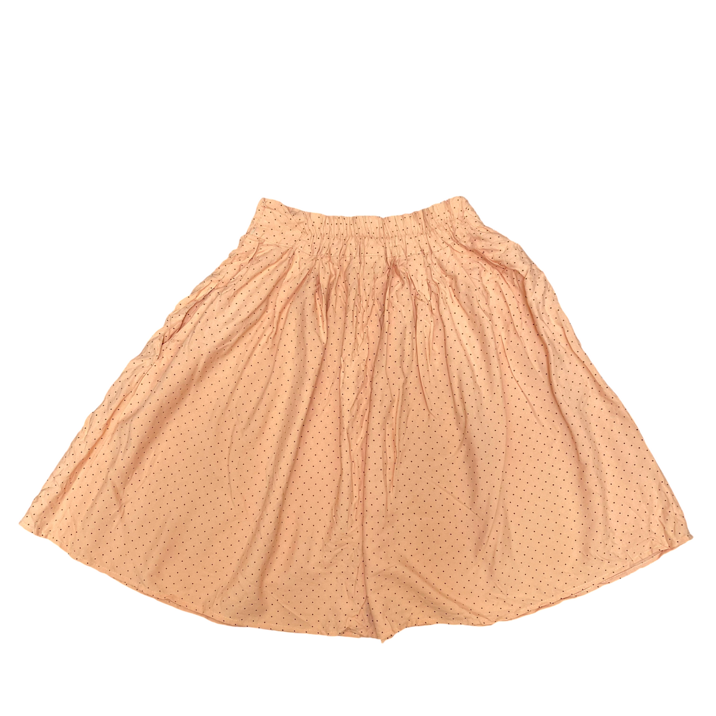 Womens Midi Skirt M Orange Polka Dot Viscose Pleated Button Front Preppy Y2K