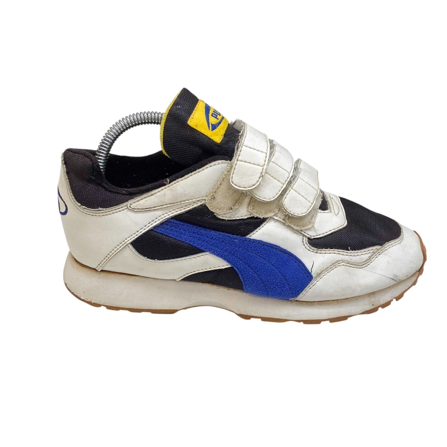 PUMA Sneakers Juniors UK 5 White Black Faux Leather Comfort Adjustable Straps