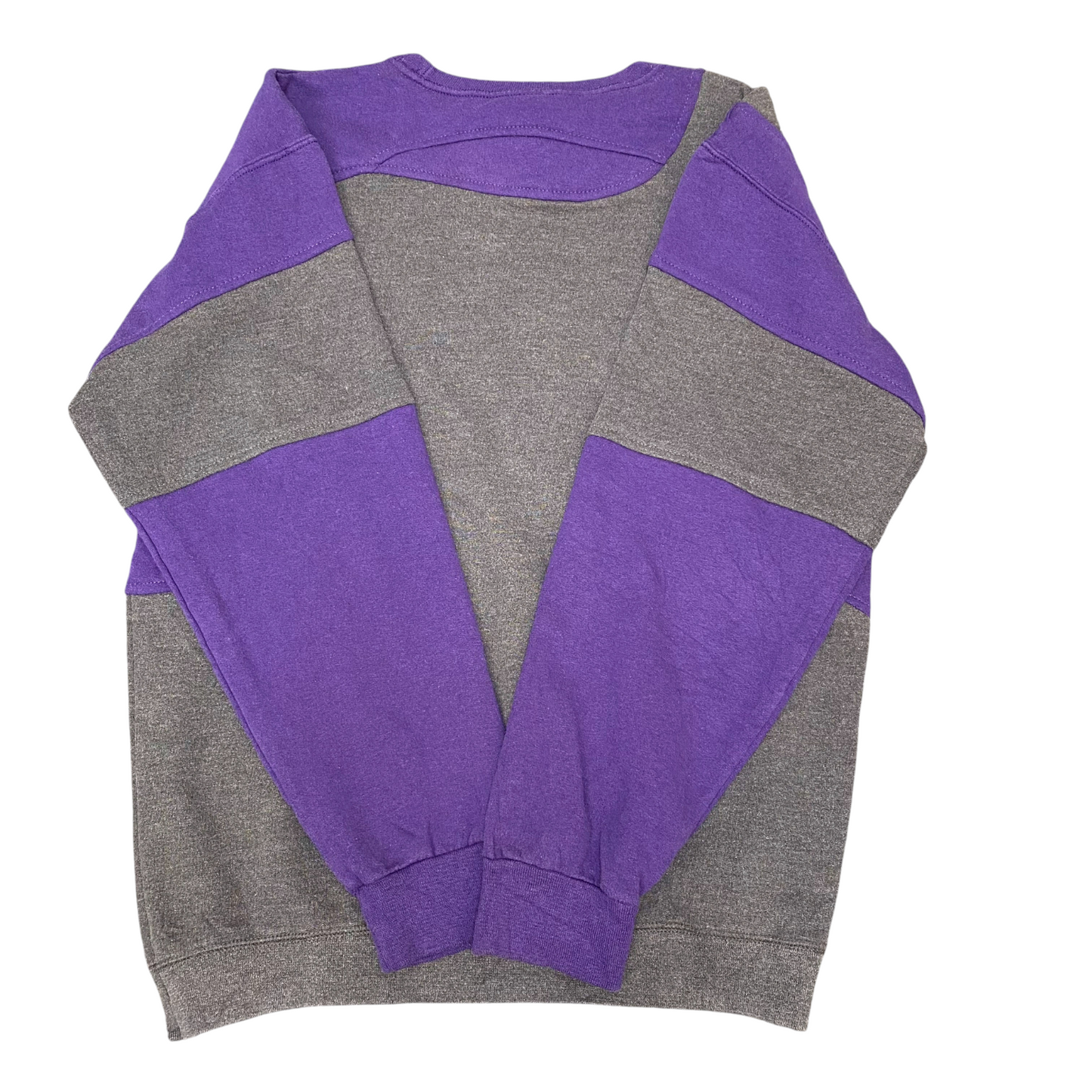 Nike Reworked Sweatshirt Mens Small Grey Purple Embroidered Spell Out Logo Y2K