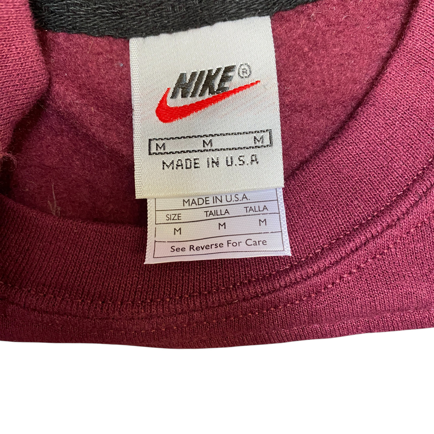Nike Reworked Sweatshirt Men M Maroon Grey Embroidered Spellout Logo Vintage Y2K