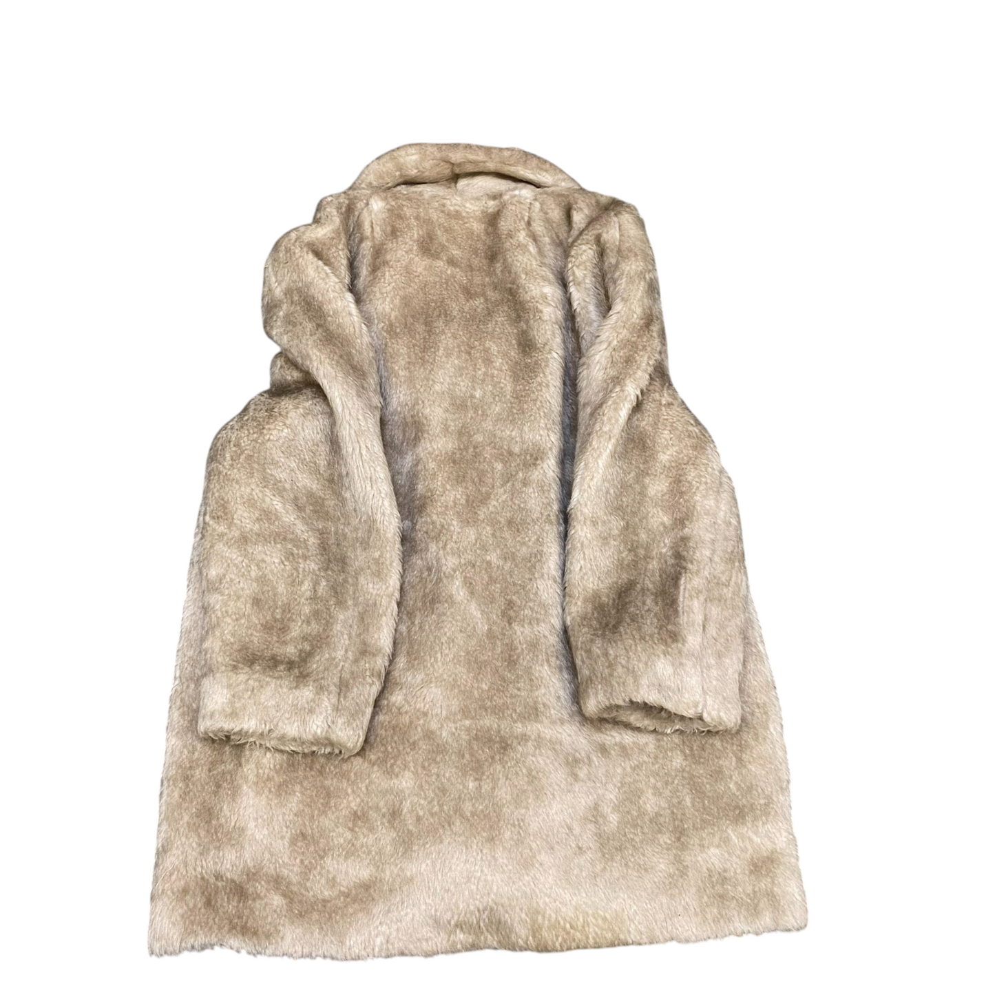 VEB Treffmodell BERLIN Faux Fur Coat Women Large Beige Lined Collar Button Front