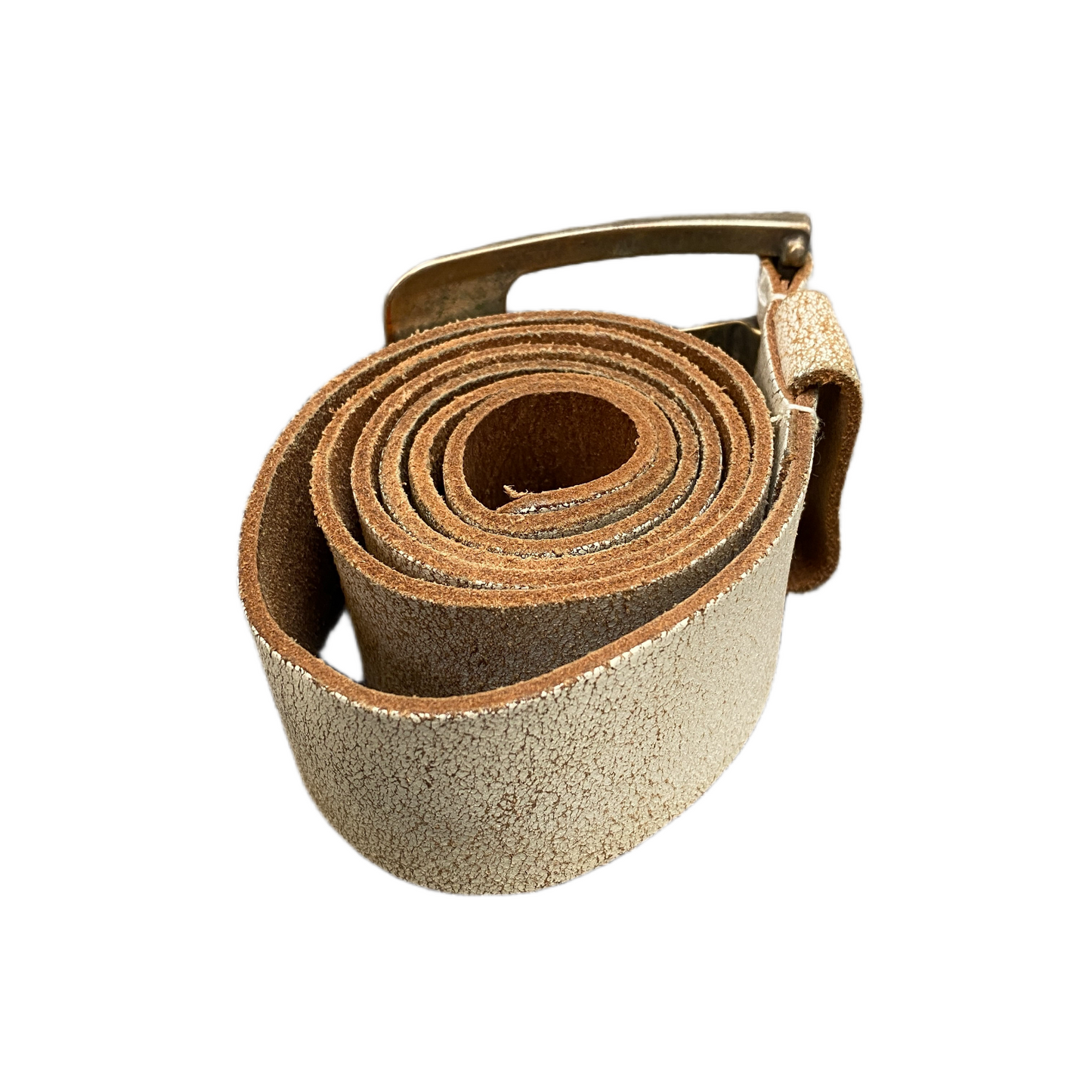 Petrol Industries Waist Belt Men White Leather Silver Pin Buckle 40 inches