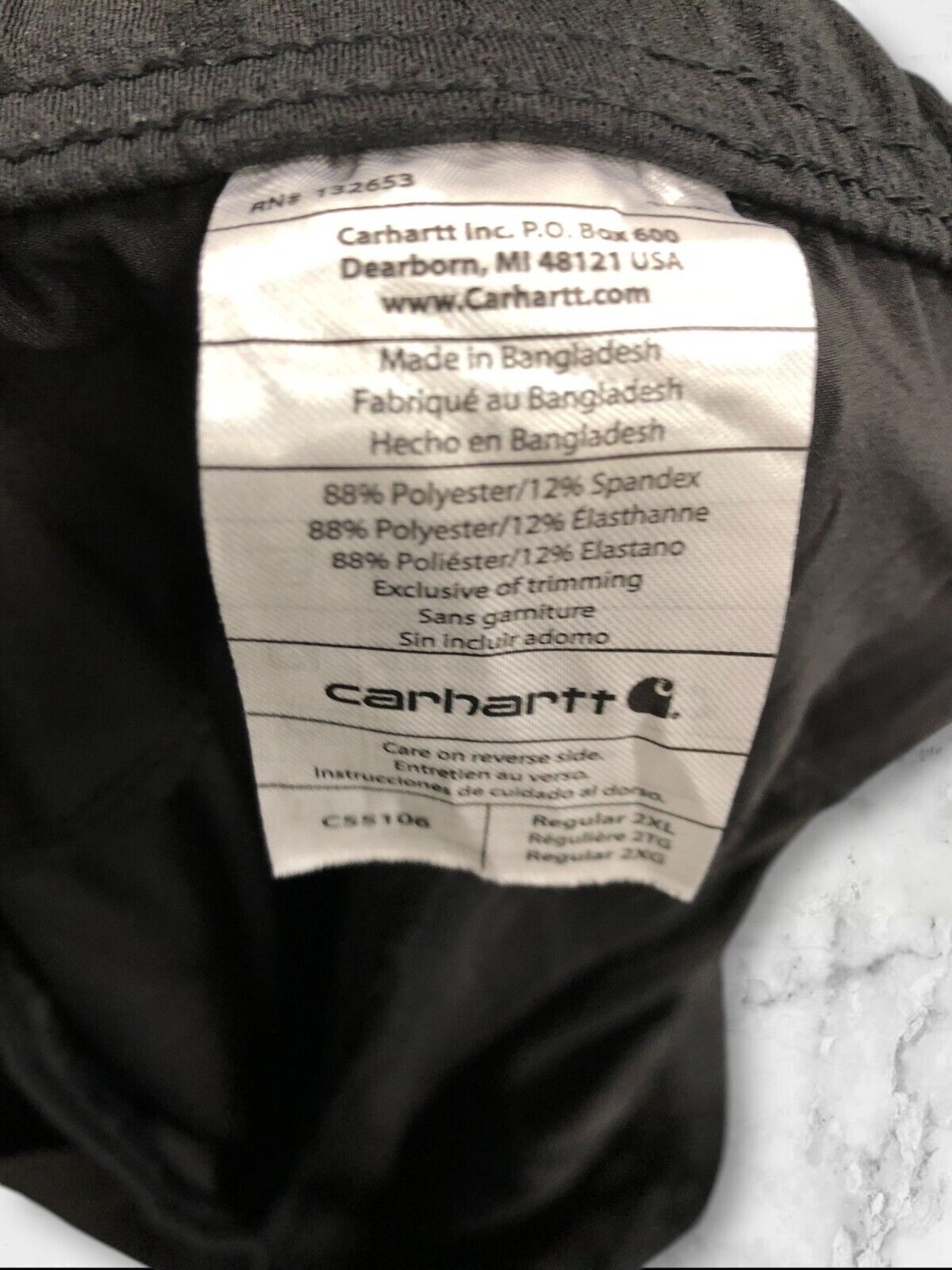 Carhartt Track Pants Mens 2XL Black Stretch Straight Leg Pockets Drawstring