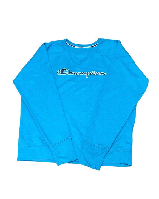 Champion Sweatshirt Jumper Embroidered Logo Blue Men's L