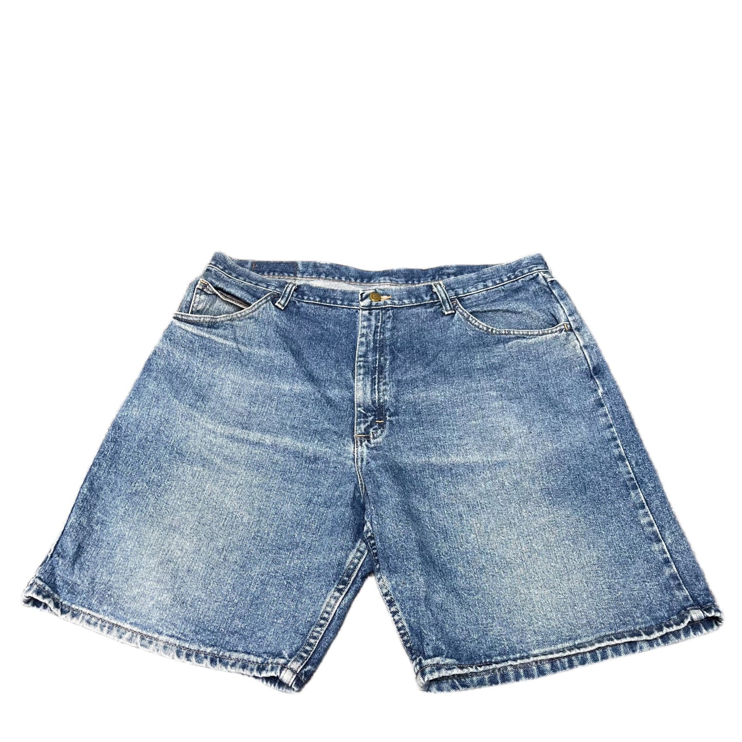 Wrangler Jean Shorts Fits as Womens 2XL 39" Waist Blue Denim Faded Relaxed Fit
