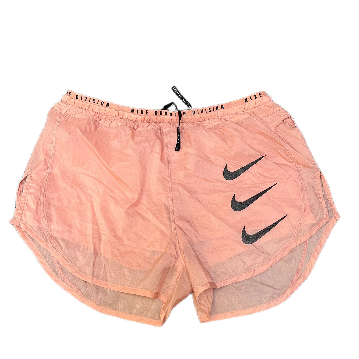 Nike Tempo Luxe Running Shorts Womens L 32" Waist Peach Pink Lined Dolphin Hem