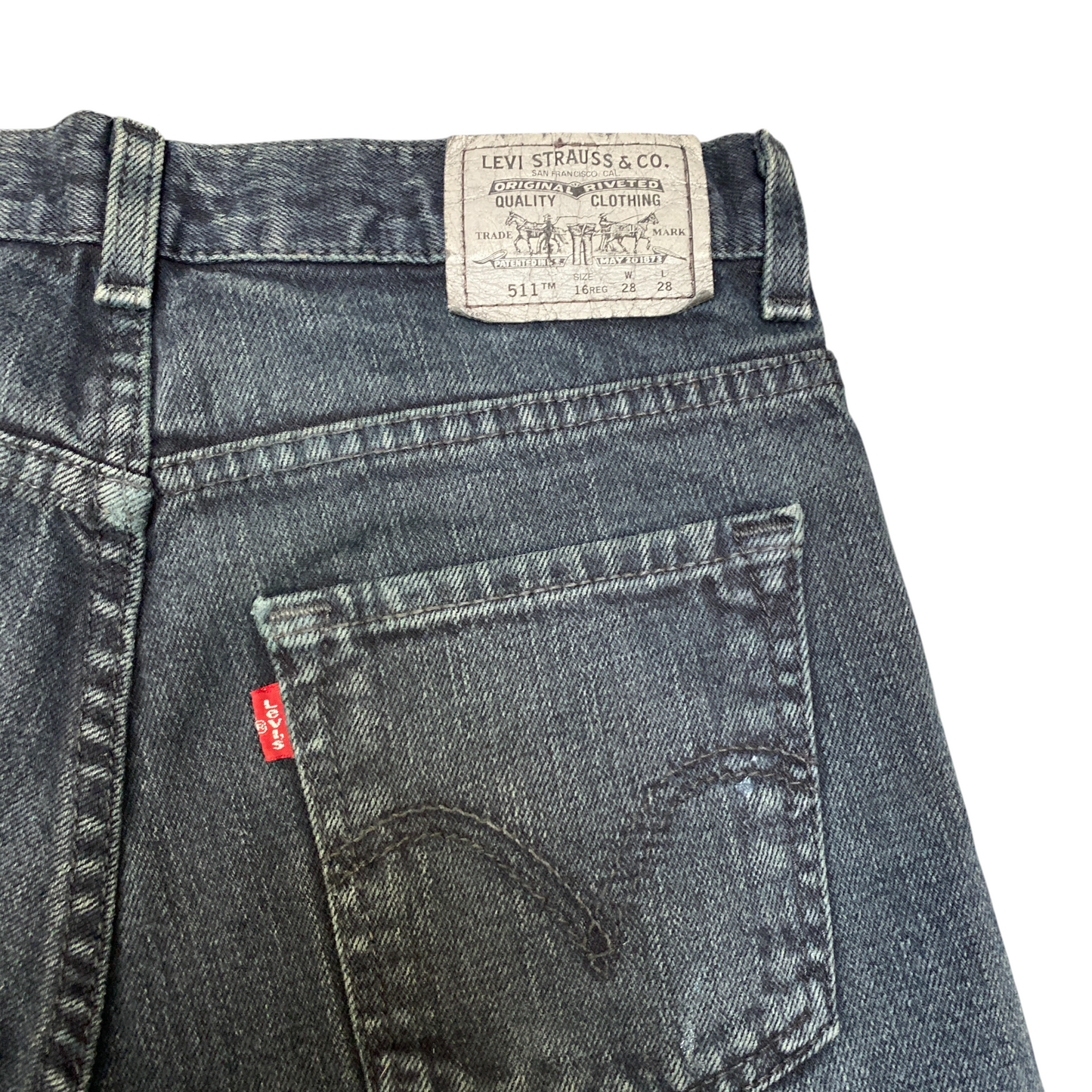 Levi's 511 Jeans Womens 30" Waist Black Premium Red Tab Regular Fit Skinny Leg